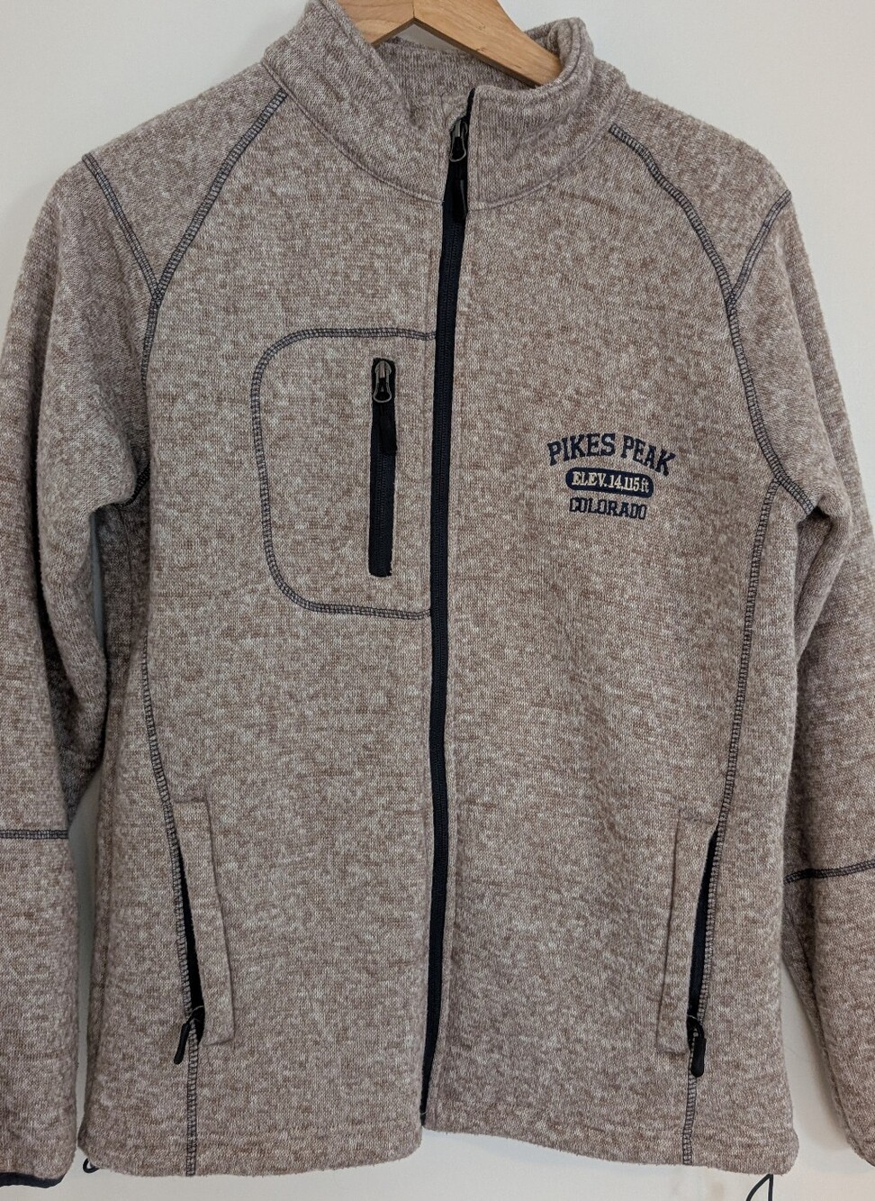 Pikes Peak Colorado Tan Zip-Up Sweater Size Small